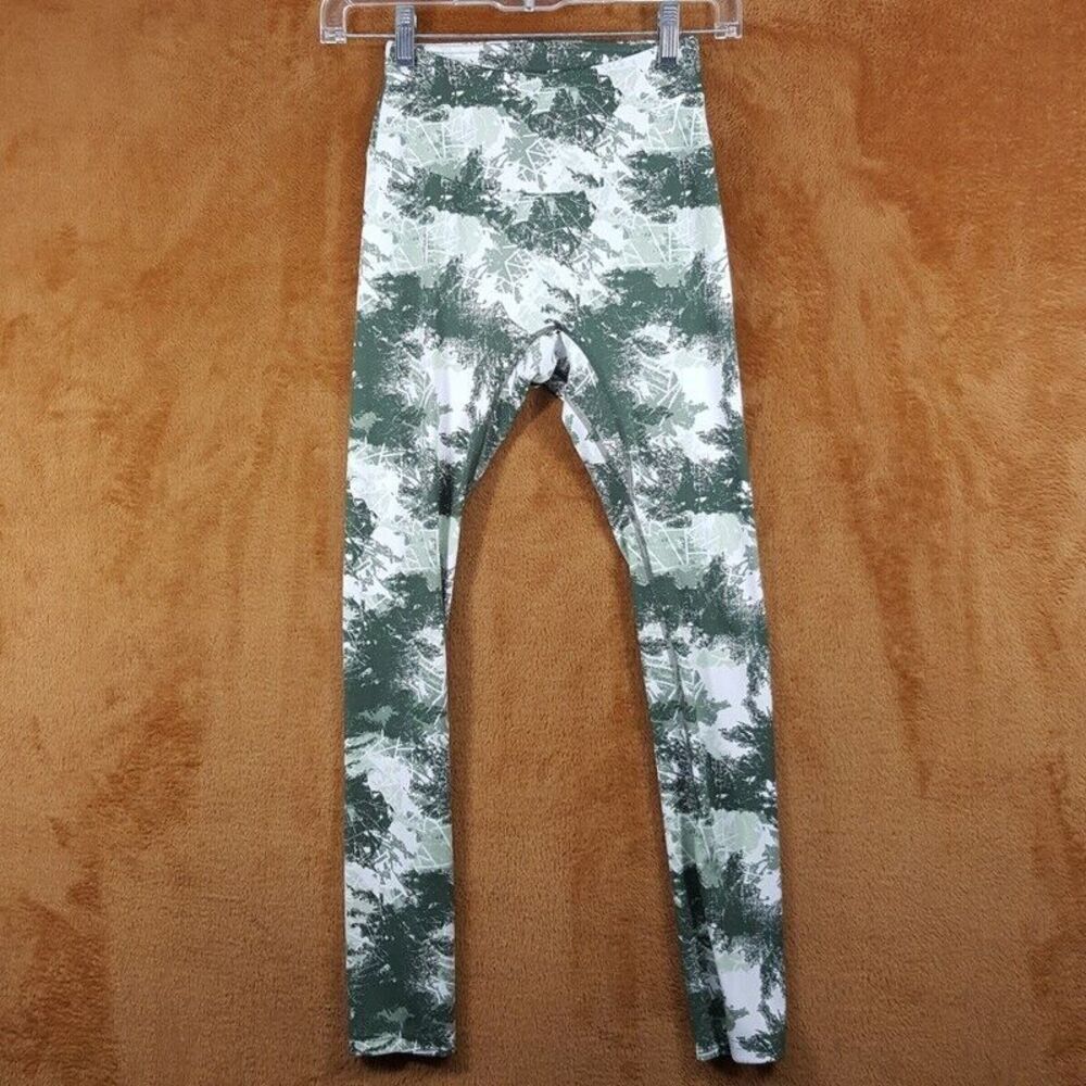 GYMSHARK Leggings Womens Small Green Camo Crop Ankle Training Gym Workout Logo